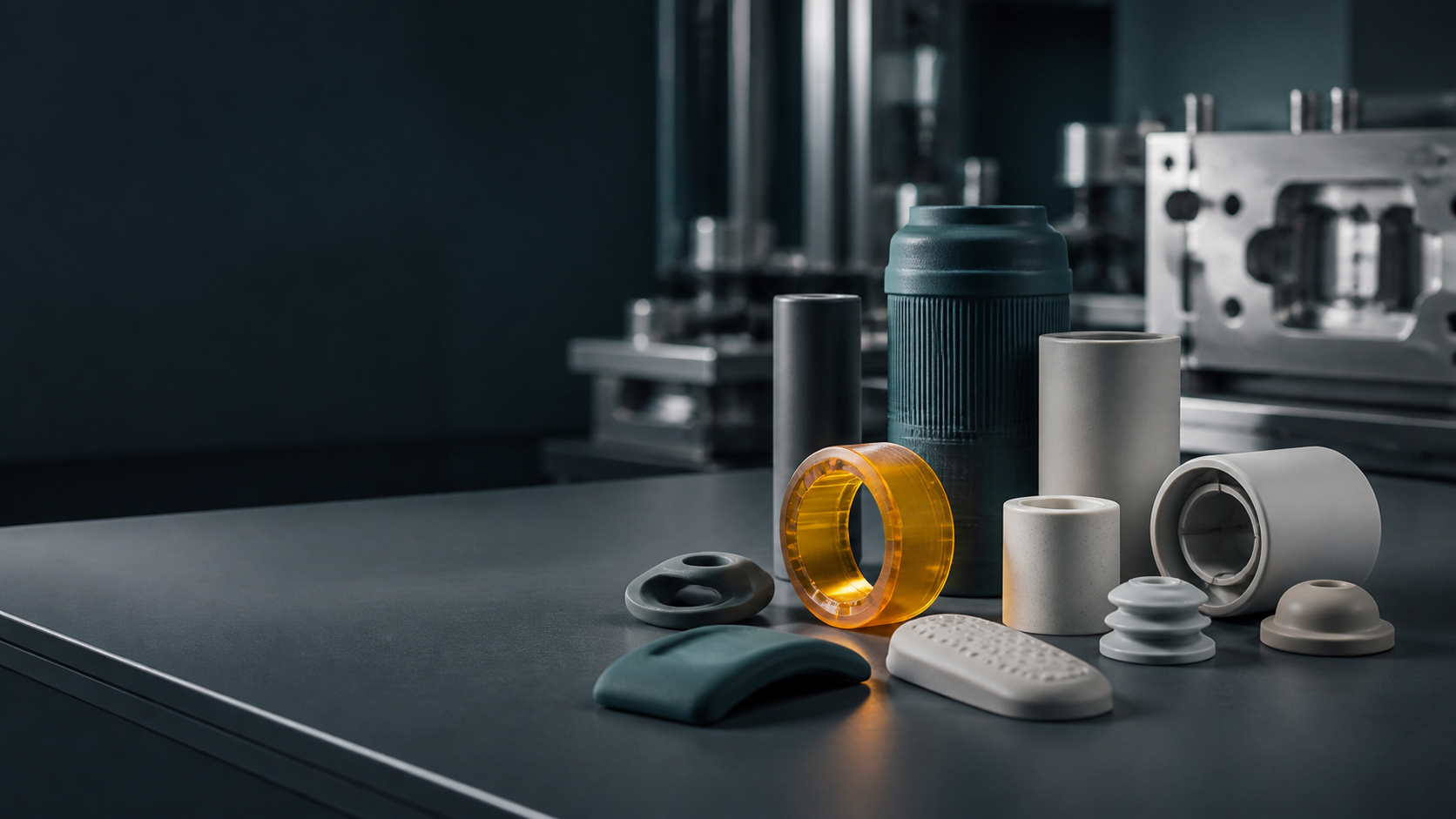 Precision TPE molding samples in a manufacturing studio